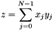 \[ z = \sum_{j=0}^{N-1} x_j y_j \]