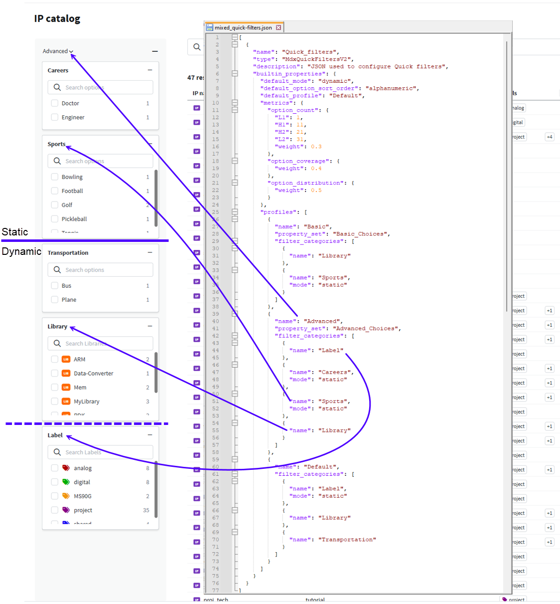 mixed quick filter view