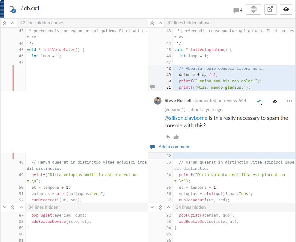 Image of a Swarm review side-by-side diff