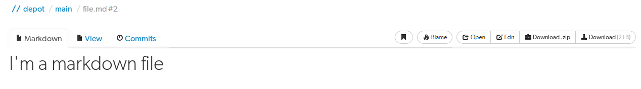 Markdown tab Image of a Markdown tab