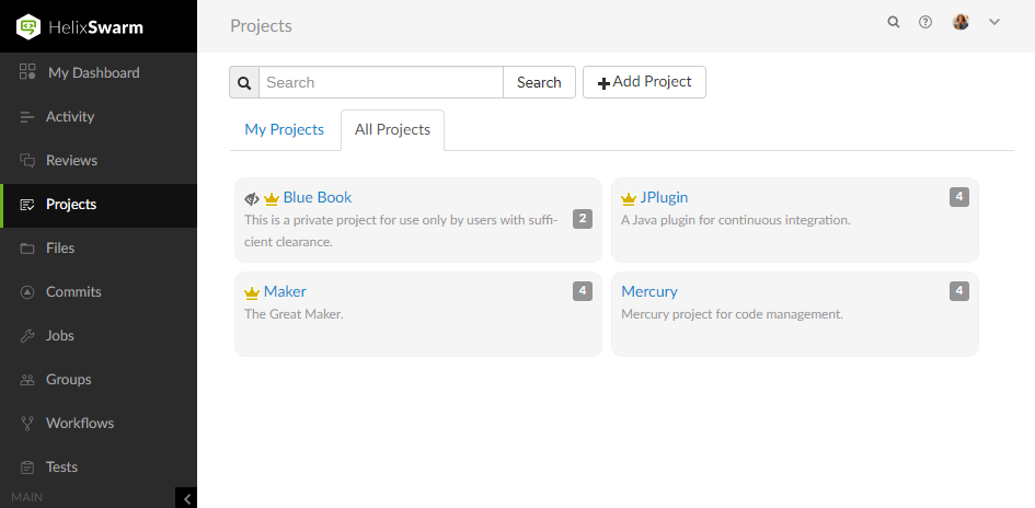 Projects Page Image of the Projects Page