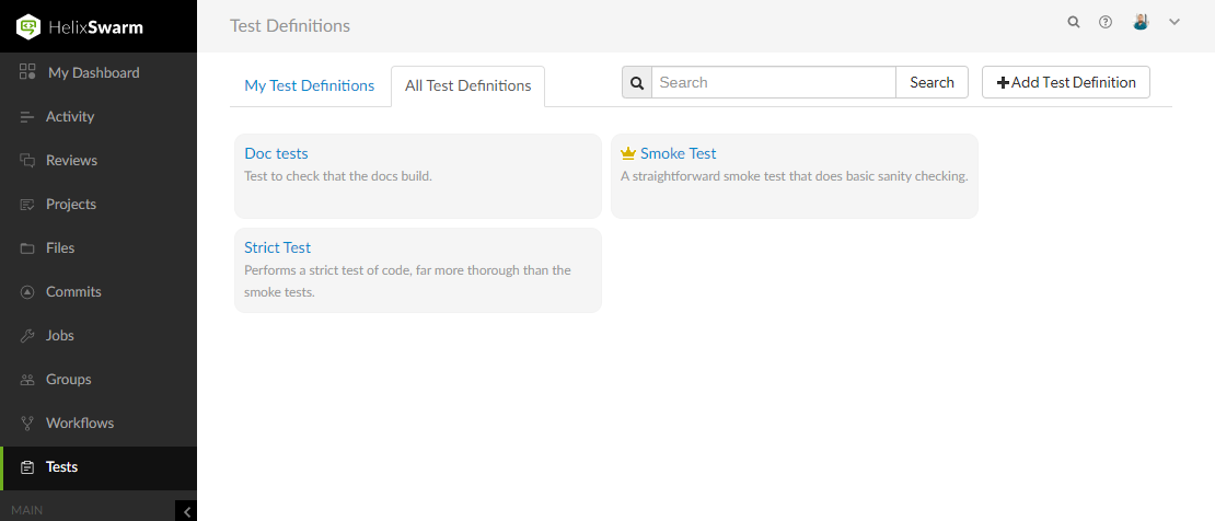 Tests Page Image of the Tests Page