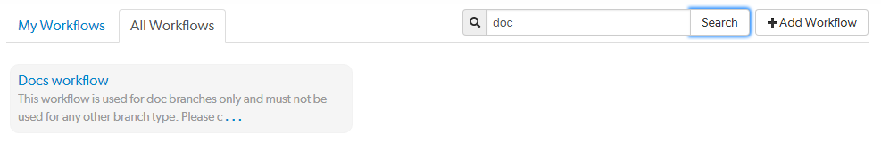 Workflow Name and Description Search Image of a Workflow Name and Description Search