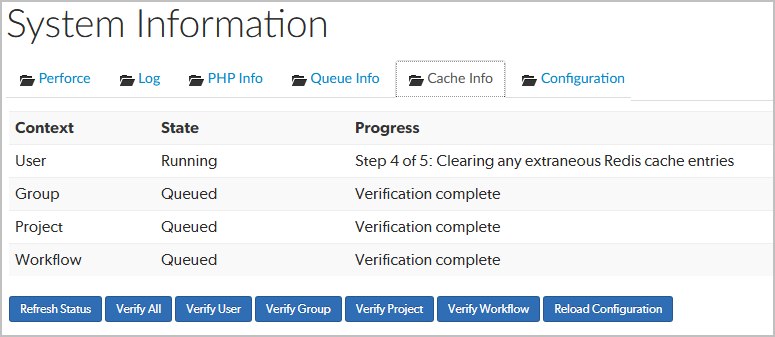 Image of the Cache info tab