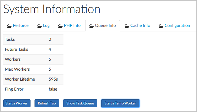Image of the System information Queue tab