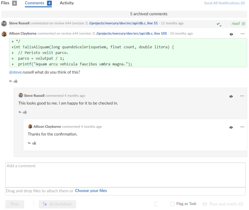 Image of the Comments tab