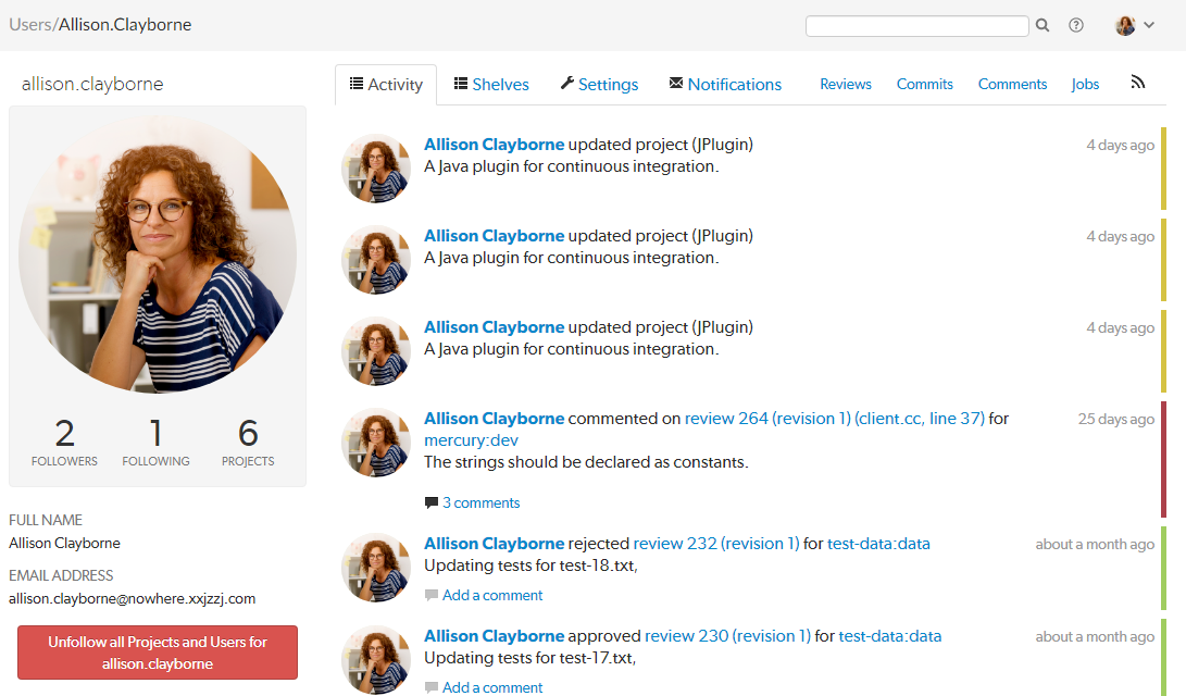 User profile page image