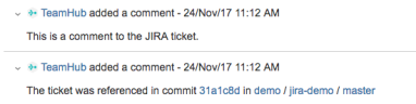 Commit in Helix TeamHub referencing a JIRA issue