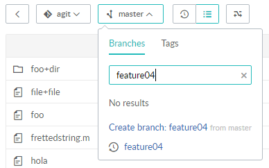 Create new branch Image of the create new branch dropdown