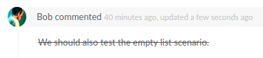 A striken-through comment
