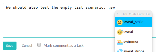 The emoji autocomplete popup
