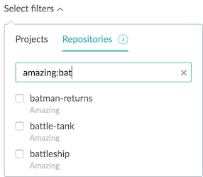 Searching repositories inside a project