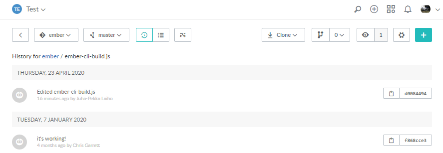 History code browser view