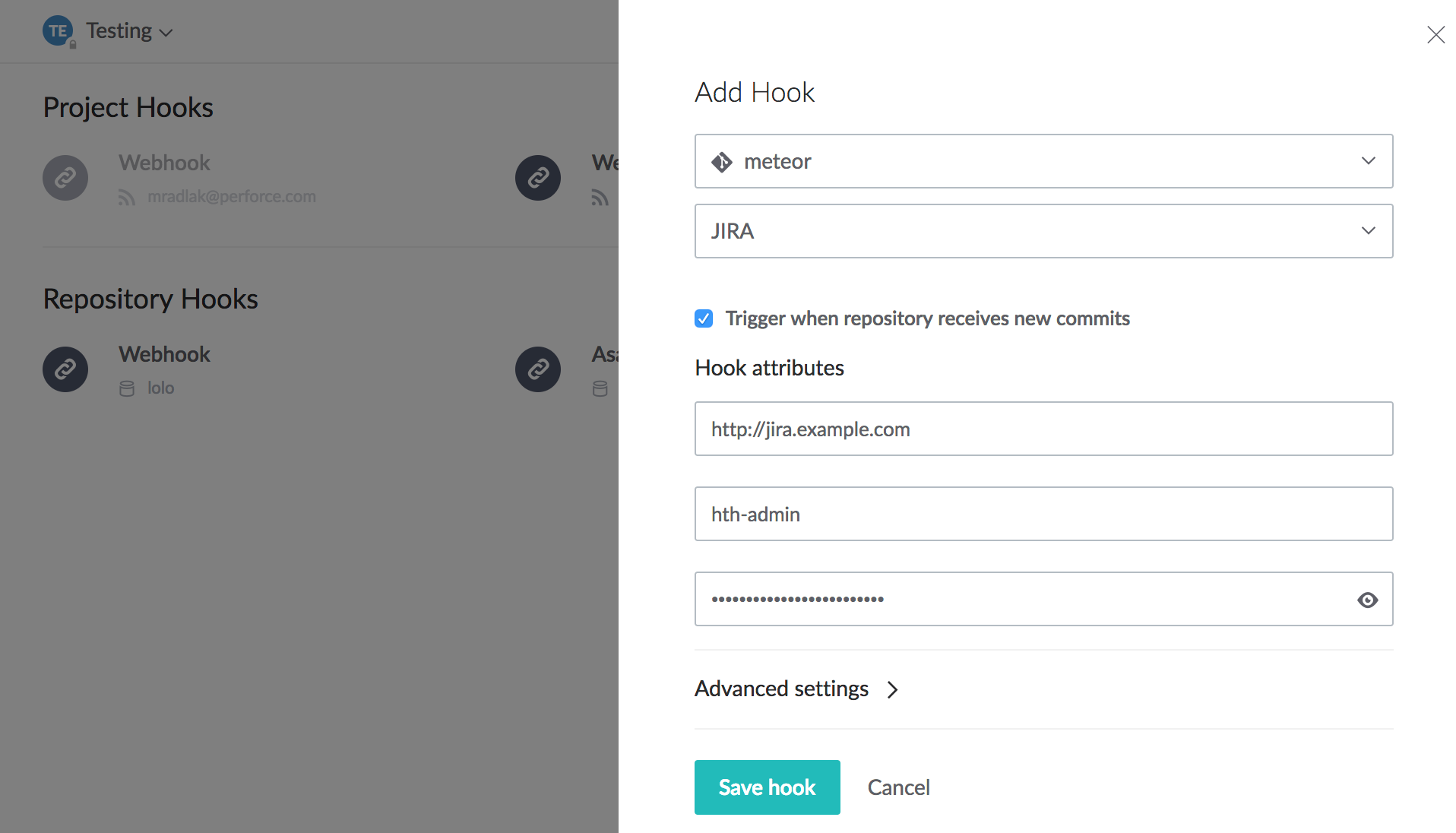 JIRA hook in Helix TeamHub hooks