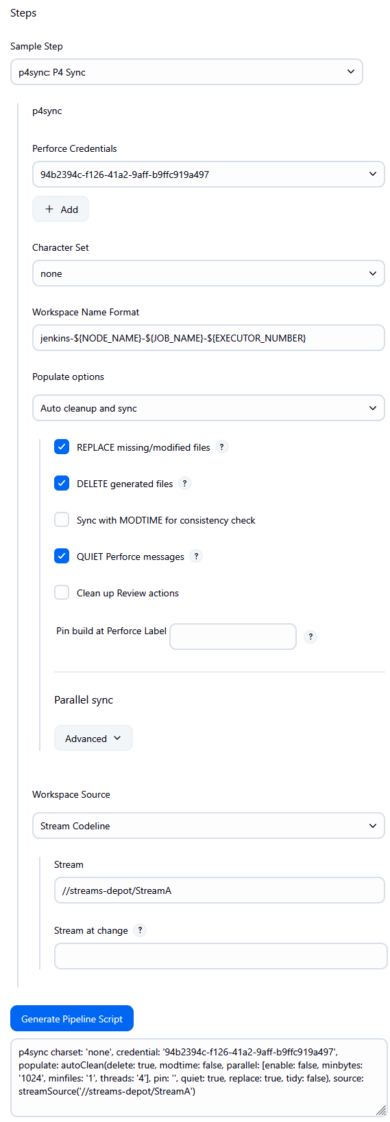 P4Sync configuration