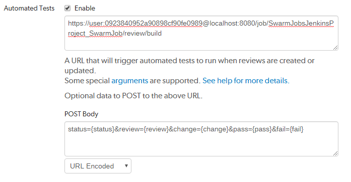 Image of Automated Tests configuration with BasicAuth