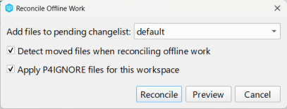 Reconcile Offline Work dialog