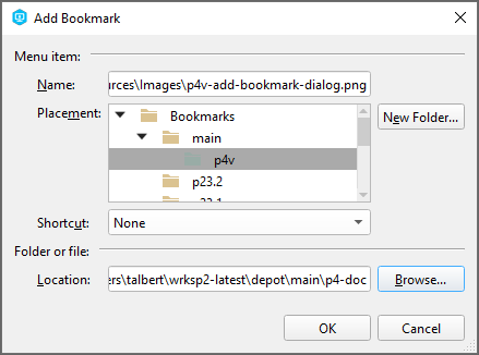 Add Bookmark dialog