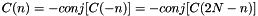 $ C(n) = - conj[C(-n)] = - conj[C(2N - n)] $