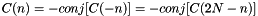 $ C(n) = - conj[C(-n)] = - conj[C(2N - n)] $