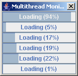 Multithread
Monitor pane showing loading percentages completed