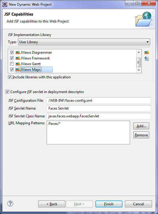 Eclipse
New Dynamic Web Project window with check boxes and *.jsp URL Mapping
Pattern selected.