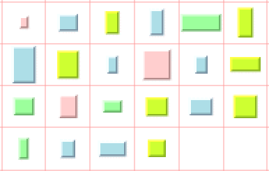 Grid
layout showing fixed-width tiles and centered alignment within the
tiles (vertical and horizontal)