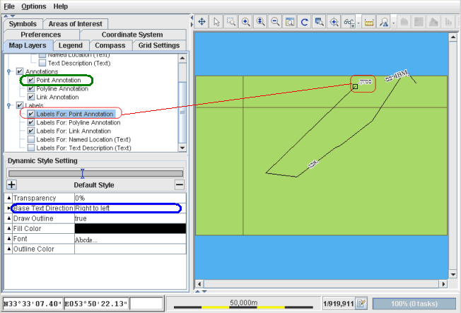 Shows
setting point annotation labels to right to left base text direction.