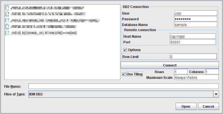 Select
Data Sources pane for a DB2 spatial database