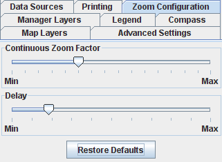 Zoom
configuration tab with default settings