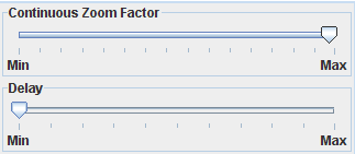 Continuous
Zoom Factor shown set at maximum and Delay set at minimum