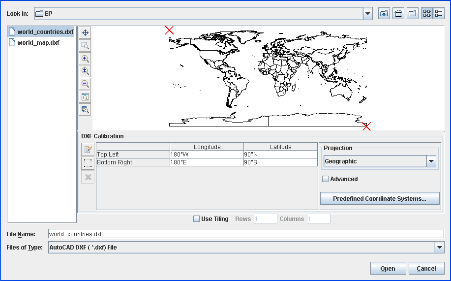 Select
Data Sources pane for a DXF file