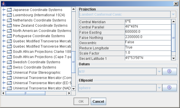 Predefined
Coordinate System pane