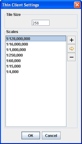 Thin
Client Settings pane with tile size and scales