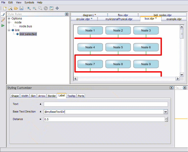 Expression
@myBaseTextDir set for style rule link:selected to associate parameter
myBaseTextDir with the value of the Base Text Direction field.