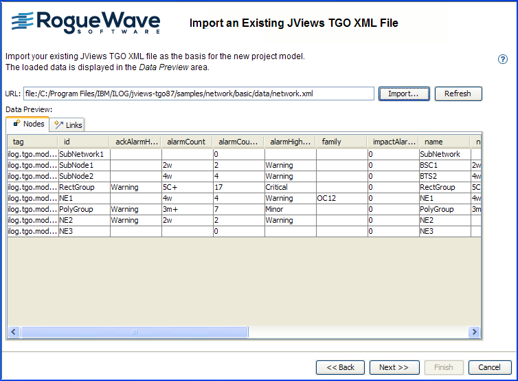 Importing
JViews TGO data